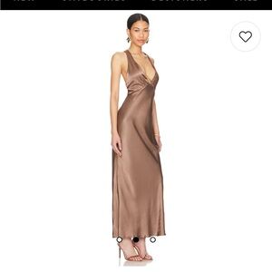 Shona Joy Milo plunged cross back Midi in Cacao size US 4